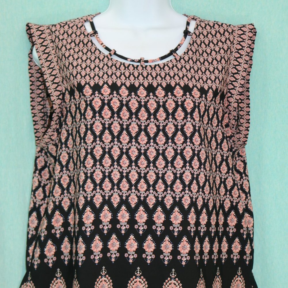 Black and Pink Print Blouse